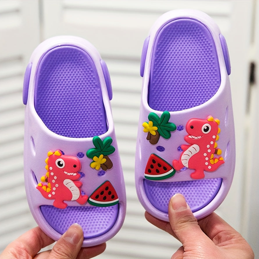 Youngsters's EVA Material Slippers Cartoon Dinosaur Pattern Lightweight, Non-slip Soft and Comfortable for Home Use Indoors and Outdoors Suitable for Youngsters over 10 Months
