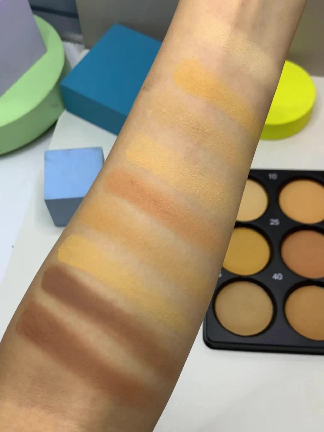 9-Color Contouring Palette, Medium to Deep Shades for Blending, Concealing, Setting Makeup, Oil Control Foundation, Eyeshadow, and Highlighter, Matte Finish, Natural Look, Waterproof & Sweatproof Mother's Day Gift