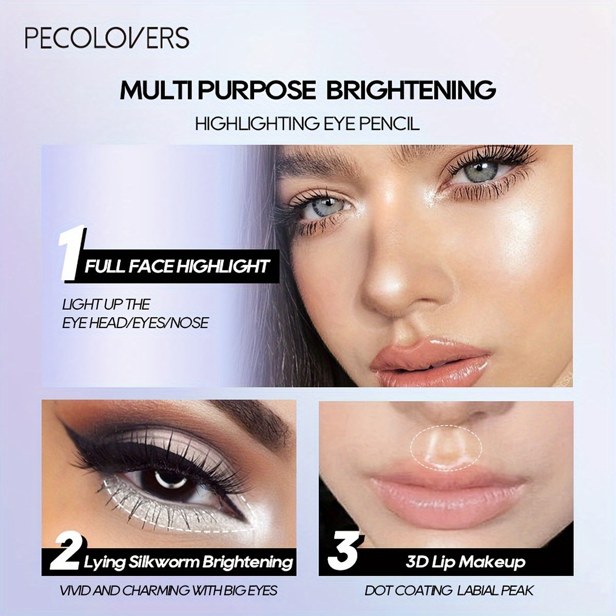 Waterproof White Eyeshadow Stick - Smooth, Long-Lasting Highlighter Pen for Natural Glow