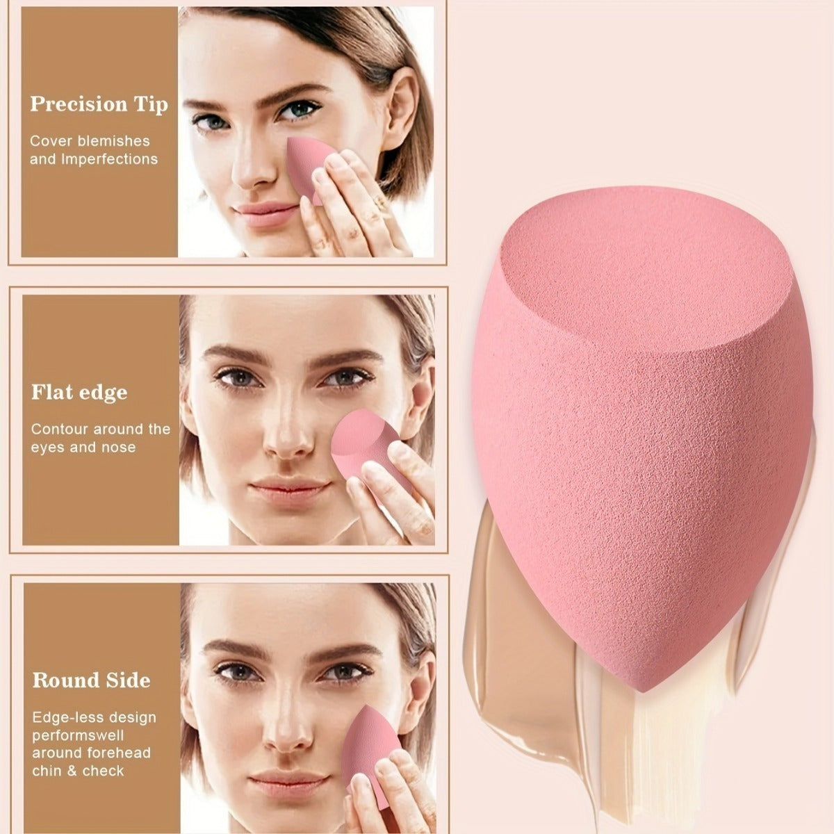 1pc Ultra-Soft Hydrophilic PU Makeup Sponge - Dual-Use, Wet & Dry Beauty Blender for Flawless Foundation Application, Fragrance-Free, Suitable for All Skin Types