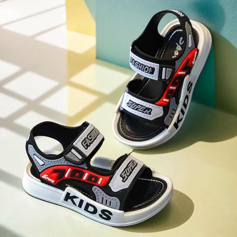 Boys' Stylish Breathable Open-Toe Sandals - Comfortable, Non-Slip, Adjustable Hook-and-loop Fastener Straps for Indoor/Outdoor Use, All-Season Beach Footwear with Durable Sole