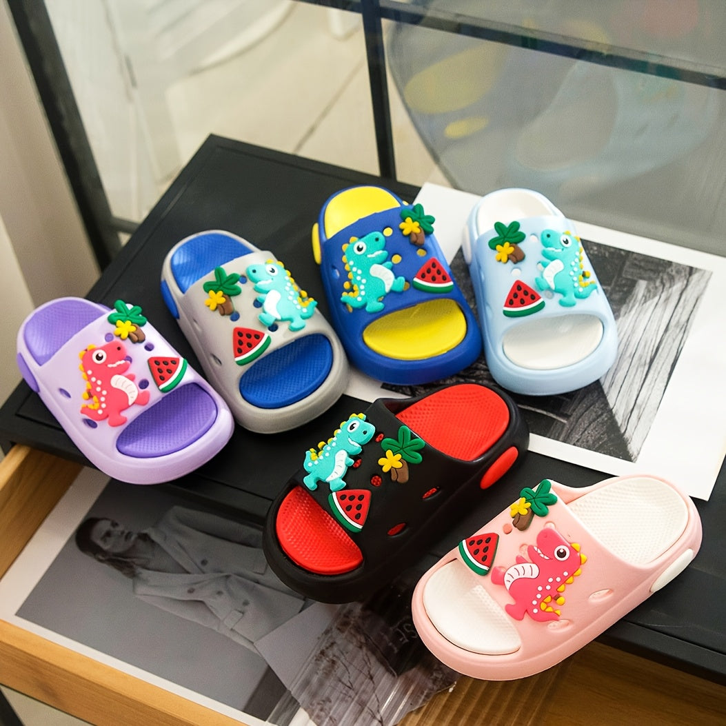 Youngsters's EVA Material Slippers Cartoon Dinosaur Pattern Lightweight, Non-slip Soft and Comfortable for Home Use Indoors and Outdoors Suitable for Youngsters over 10 Months