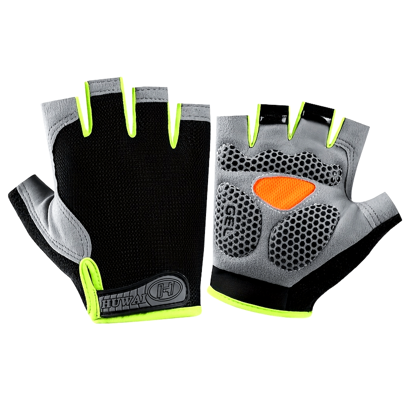 1 Pair of Ximax Breathable Polyester Fiber Knit Woven Half-Finger Fitness Gloves, Non-Slip Outdoor Sports Cycling Running Gloves with Exposed Fingers