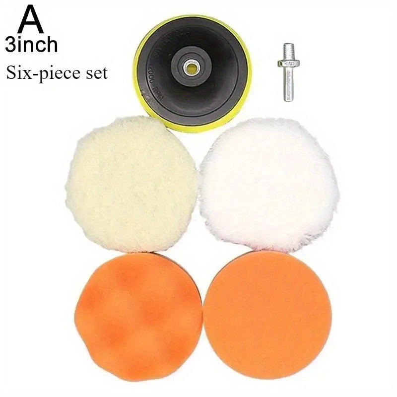 6-Piece Car Polishing Kit, 3/4 Inch Soft Wool Pad, Waxing & Polishing Buffing Disc, Scratch Removal Tool, Cordless Electric Drill Accessory, Home Improvement Tool Set