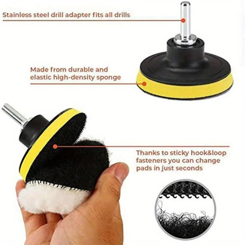 6-Piece Car Polishing Kit, 3/4 Inch Soft Wool Pad, Waxing & Polishing Buffing Disc, Scratch Removal Tool, Cordless Electric Drill Accessory, Home Improvement Tool Set