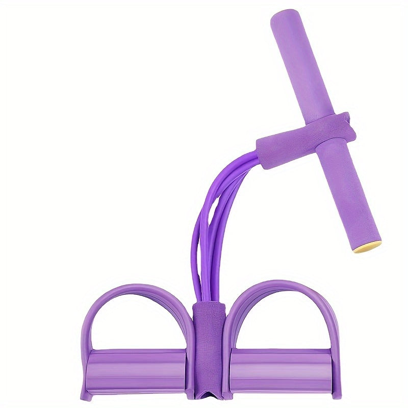 1pc Purple Multifunctional Fitness Resistance Band - Lightweight, Stackable Tension Rope with Handles & Pedals for Full Body, Abdominal Workouts, Rowing & Flexibility Training