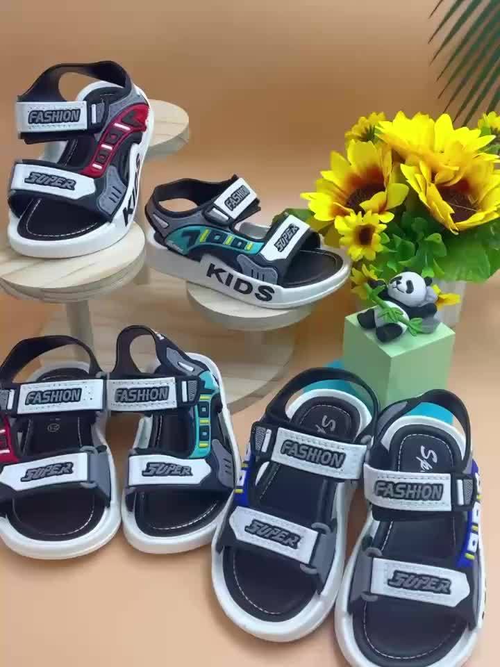 Boys' Stylish Breathable Open-Toe Sandals - Comfortable, Non-Slip, Adjustable Hook-and-loop Fastener Straps for Indoor/Outdoor Use, All-Season Beach Footwear with Durable Sole
