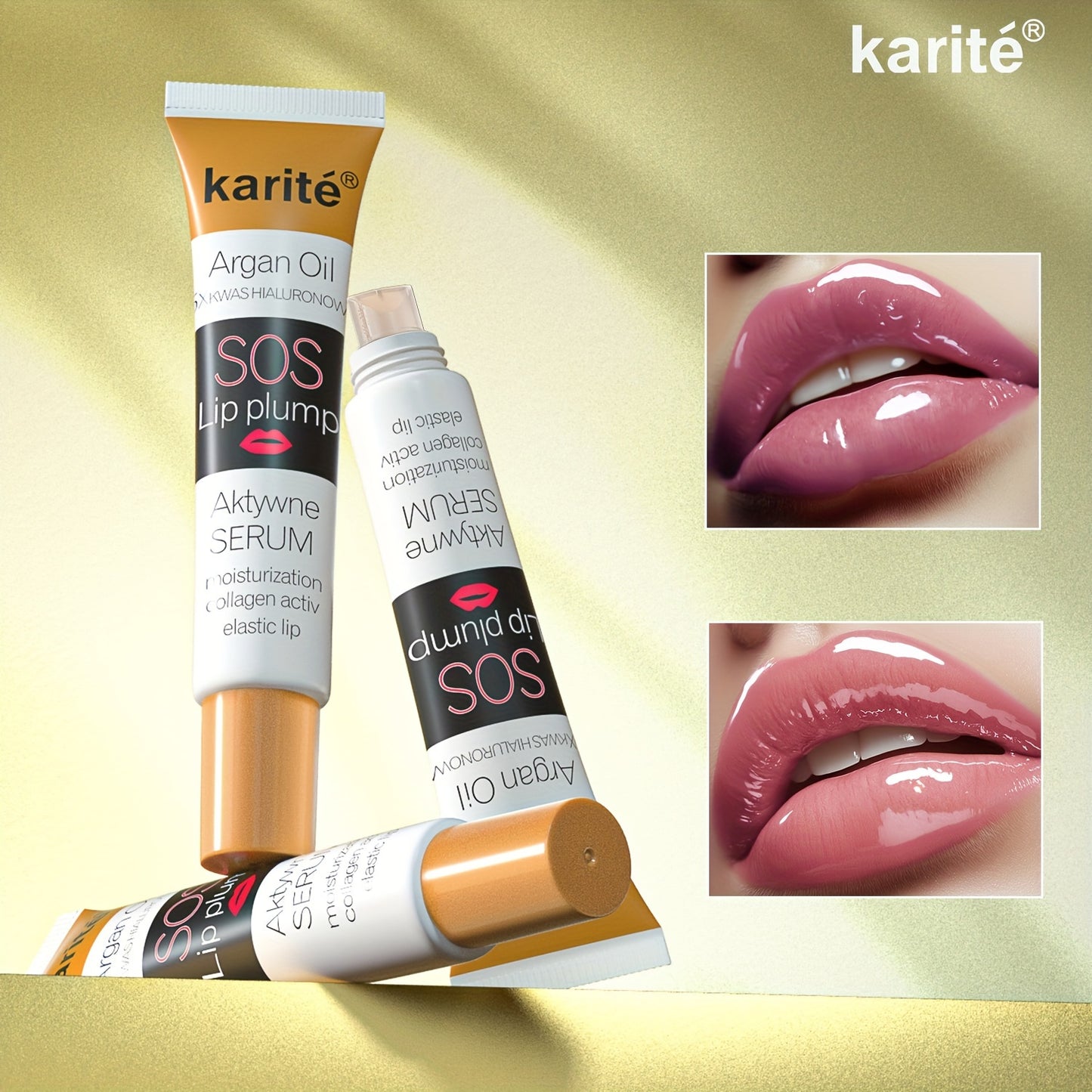 Karite Argan Oil SOS Lip Plump Serum, Hydrating Lip Balm, Moisturizing Lip Mask, Alcohol-Free, All Skin Types, Natural Finish, Waterproof, Perfect Lip Care for Women
