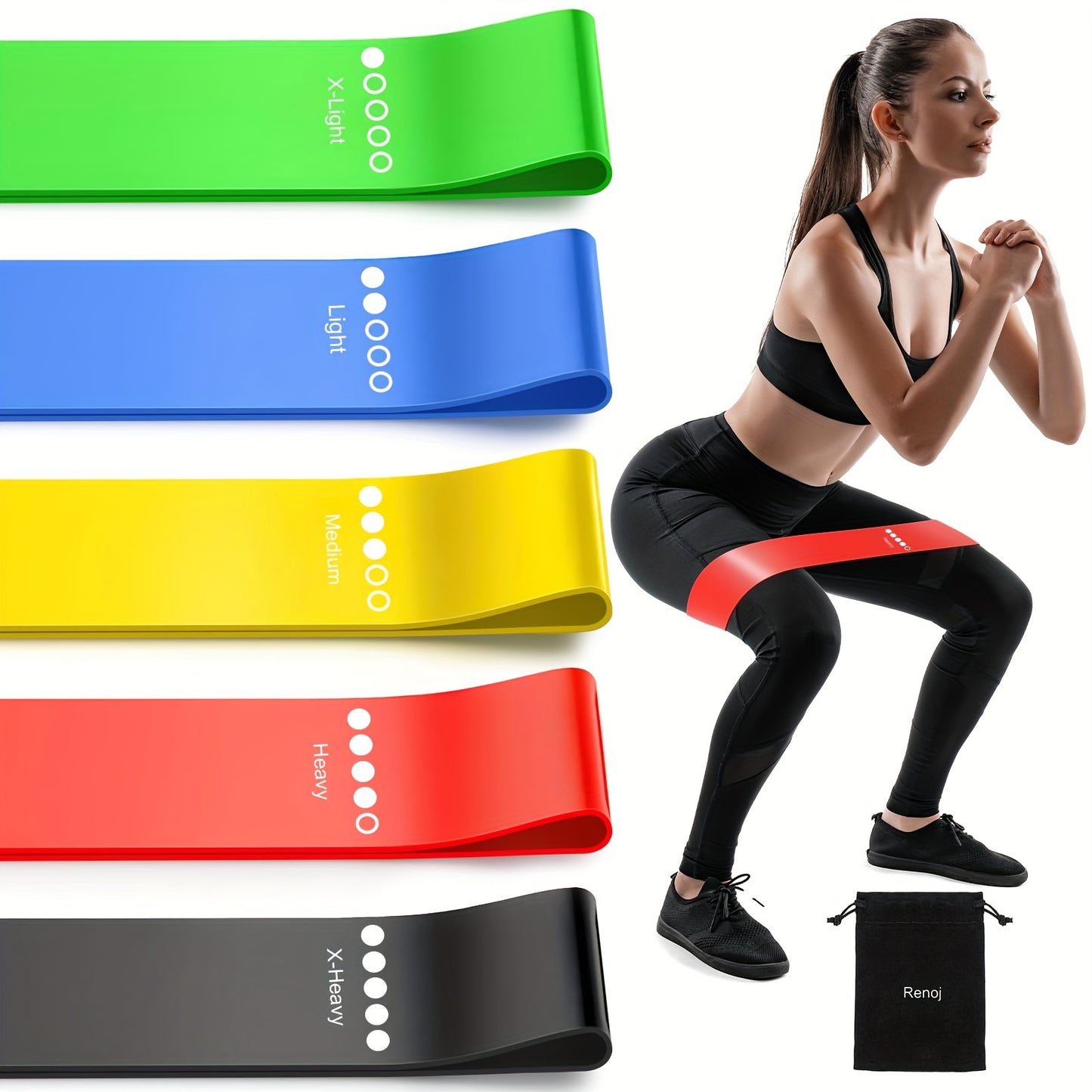 5pcs TPE Resistance Bands, Exercise Workout Bands for Women and Men, Different Levels of Elastic Bands for Home Gym Long Exercise Workout, Great Fitness Equipment for Training, Yoga with Carrying Bag
