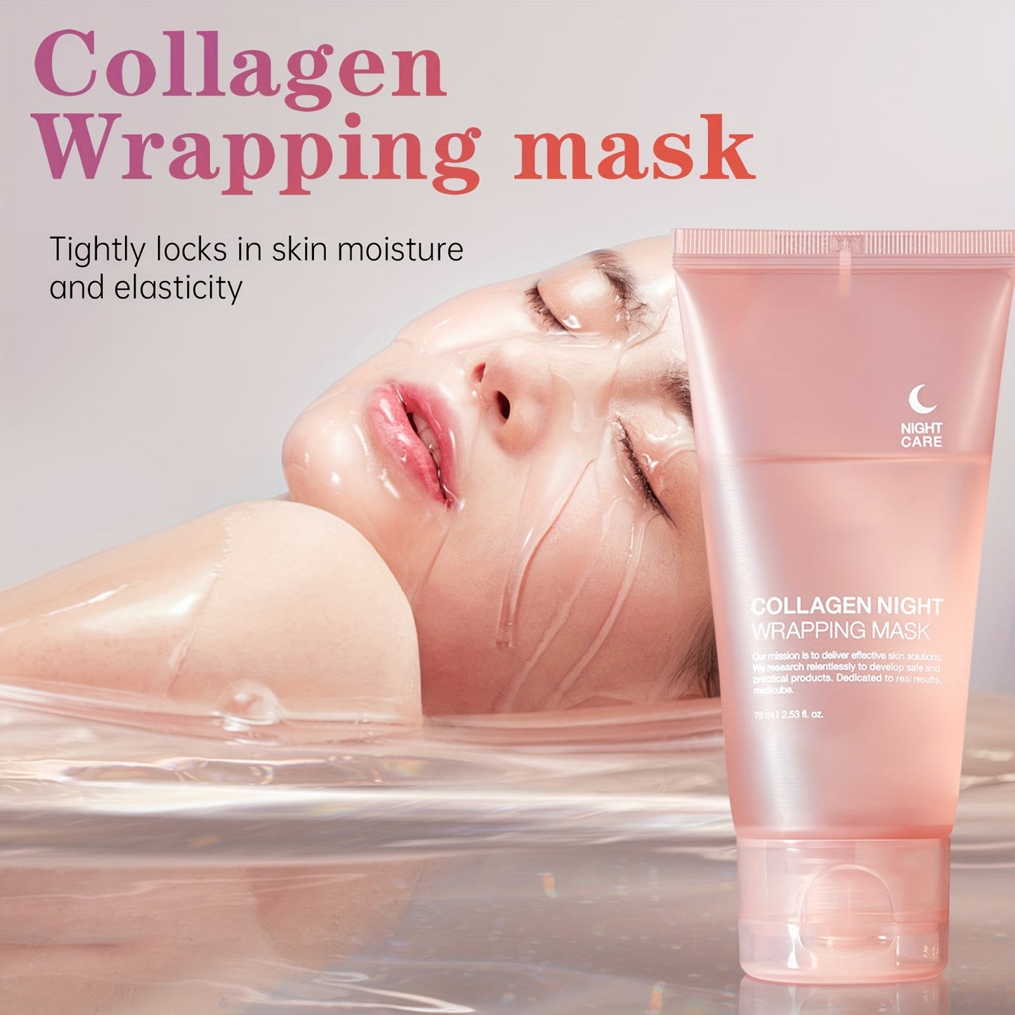 Buy 1 Get 1 Free: Collagen Night Graping Mask with Niacinamide & Hyaluronic Acid - Deep Moisturizing & Firming, Ceramide-Infused for Soft, Radiant Light Beige, Paraben-Free, Suitable for All Light Beige Types, 75ml/2.53fl.oz*
