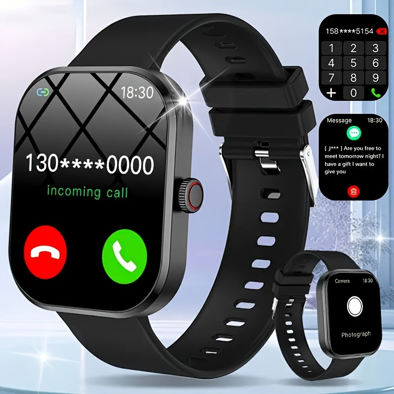 GREENPORT Smart Watch with Wireless Calls, Multi-Sport Modes, Sedentary Alert, Weather Forecast & Message Notifications - Compatible with Android & iPhone, Pink Silicone Band, USB Rechargeable, Perfect Gift for Active Lifesty