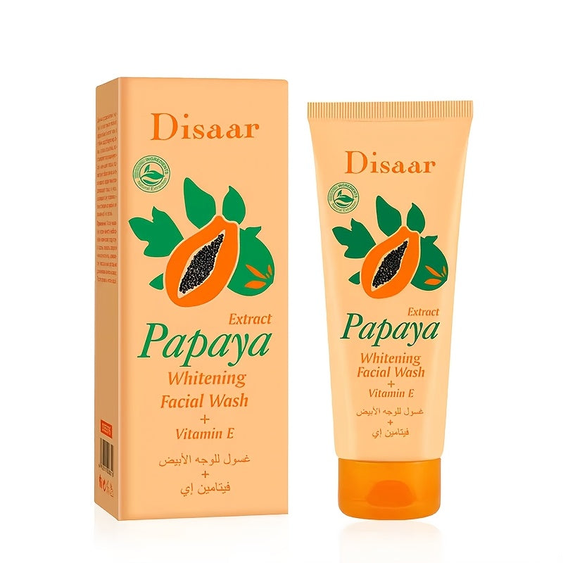 100g Papaya Facial Cleanser, Papaya Essence + Vitamin E Moisturizing Whitening Skincare, Sweet Papaya Scent, Gentle Non-Irritating Face Wash, Alcohol-Free, Oil-Free, Keeps Light Beige Clean and Bright, Protects Summer Dryness