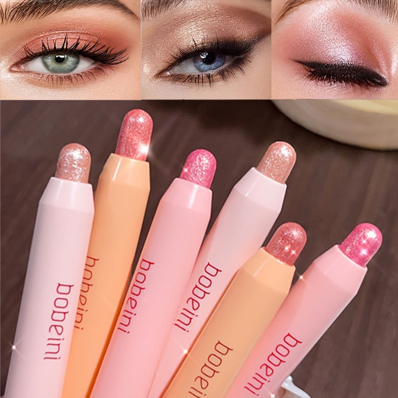 Vibrant Glitter Eyeshadow Stick - Eyeshadow - Waterproof, Easy to Use, Beginner-Friendly Shimmer Highlighter Pen for Music Festival, Contouring, Brightening, Pink and Nude Tones Eye Makeup with Long-Lasting Formula