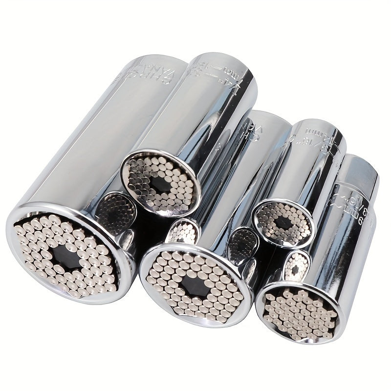 2pcs Professional Socket Wrench Set - Stainless Steel, Adjustable 7-19mm with Ratchet Wrench & Drill Bit Adapter, Alloy Material, for Various Applications, Industrial Tool Kit