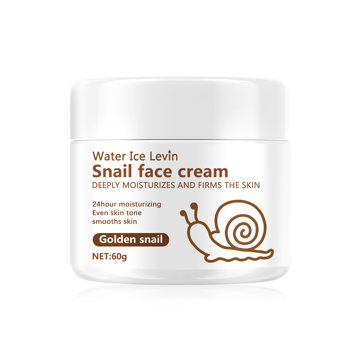 Water Ice Levin Snail Face Cream - Lightly Moisturizing, Non-Sticky, Hydrating Formula for All Skin Types, Transparent with Golden Snail Extracts
