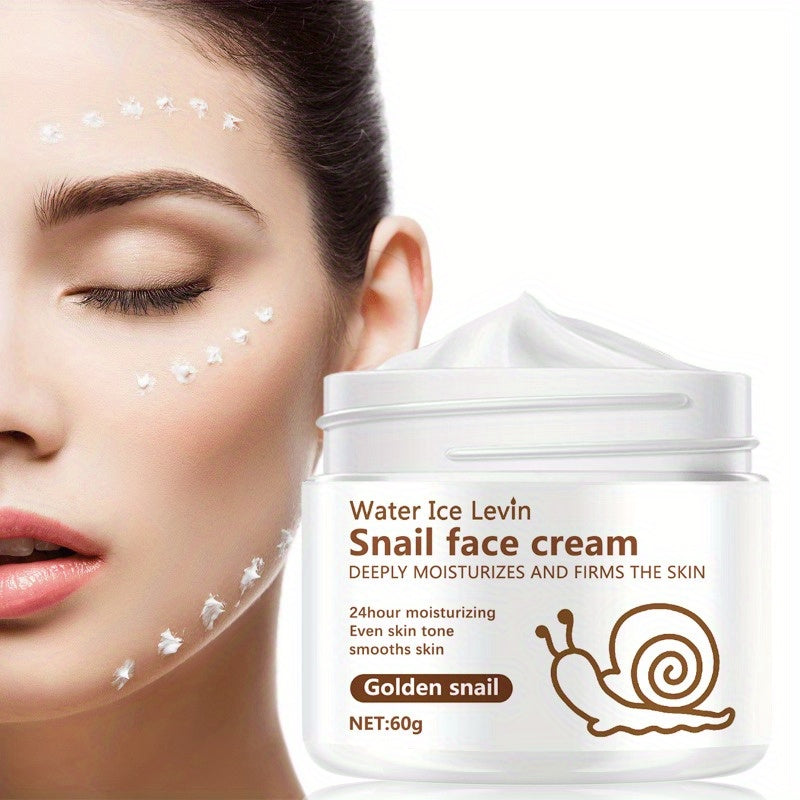 Water Ice Levin Snail Face Cream - Lightly Moisturizing, Non-Sticky, Hydrating Formula for All Skin Types, Transparent with Golden Snail Extracts