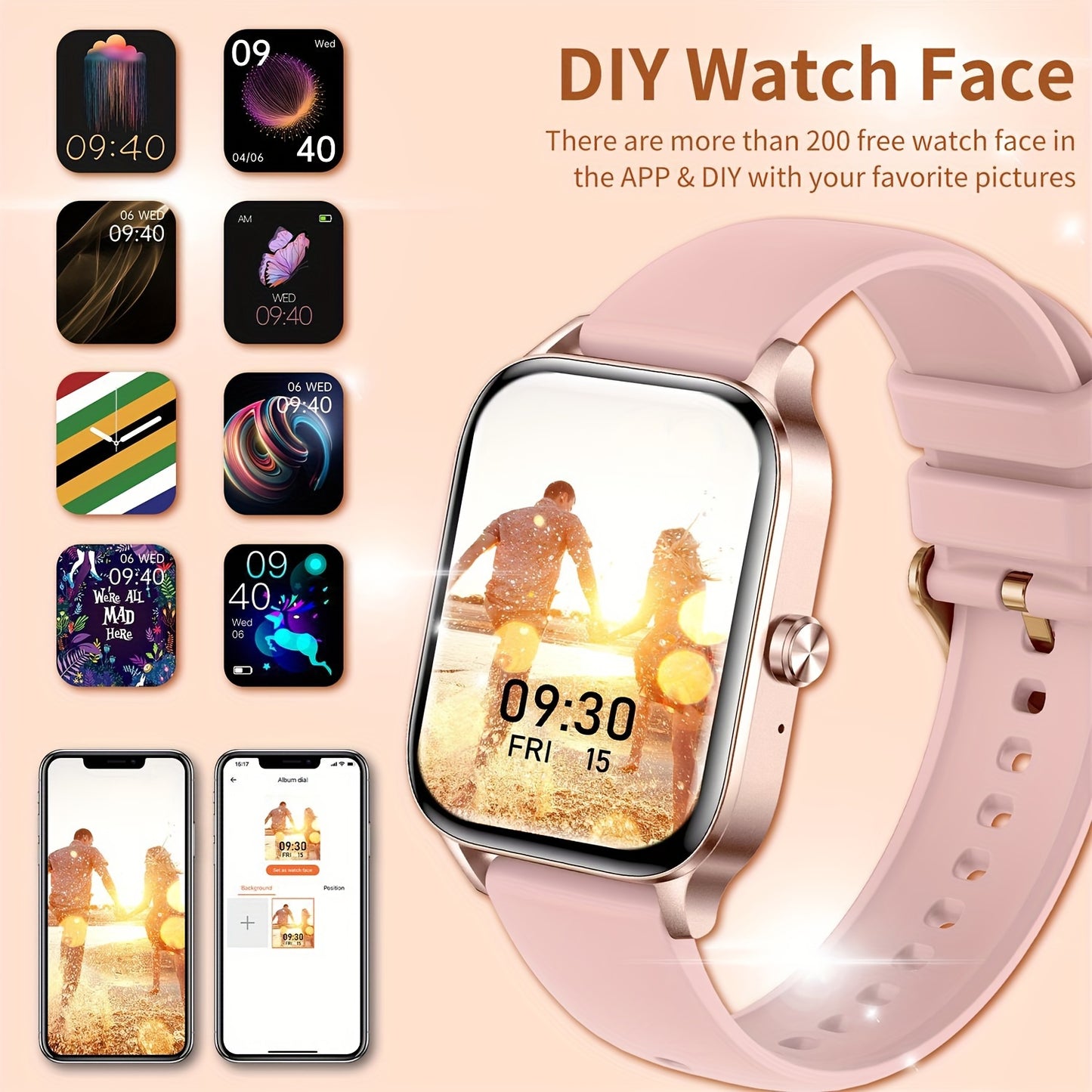 New Smart Watch for Women and Men, HD Large Screen, Fitness Tracker Watch (Make and Receive Calls), IP68 Smart Watch Support Calculator, AI voice, Weather Forecast, Drinking Water Reminder, Sedentary Reminder of a Variety of