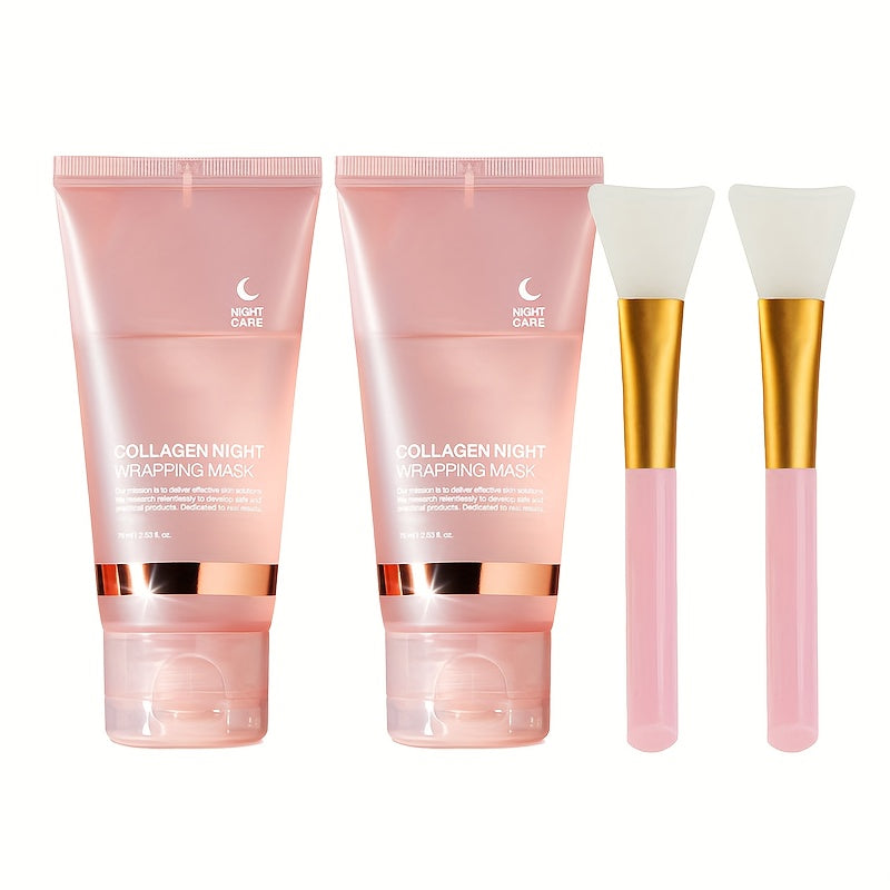 Buy 1 Get 1 Free: Collagen Night Graping Mask with Niacinamide & Hyaluronic Acid - Deep Moisturizing & Firming, Ceramide-Infused for Soft, Radiant Light Beige, Paraben-Free, Suitable for All Light Beige Types, 75ml/2.53fl.oz*