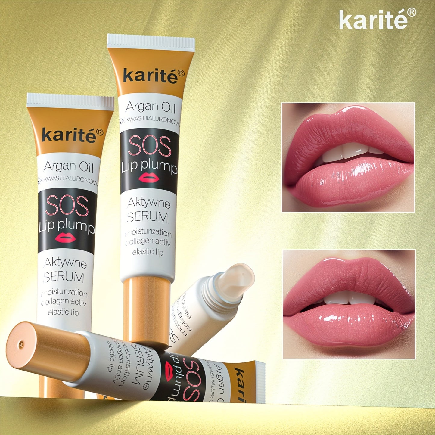 Karite Argan Oil SOS Lip Plump Serum, Hydrating Lip Balm, Moisturizing Lip Mask, Alcohol-Free, All Skin Types, Natural Finish, Waterproof, Perfect Lip Care for Women