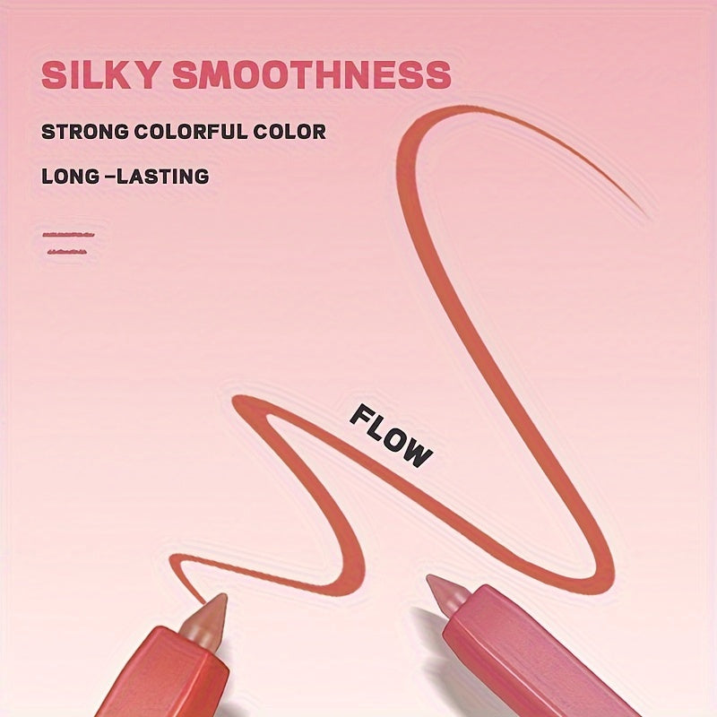 12 Colors Lip Liner Pen Set Long-Lasting, Waterproof Sweatproof, Easy Coloring Non Fade Color Rendering Lip Gloss Set Beauty Makeup
