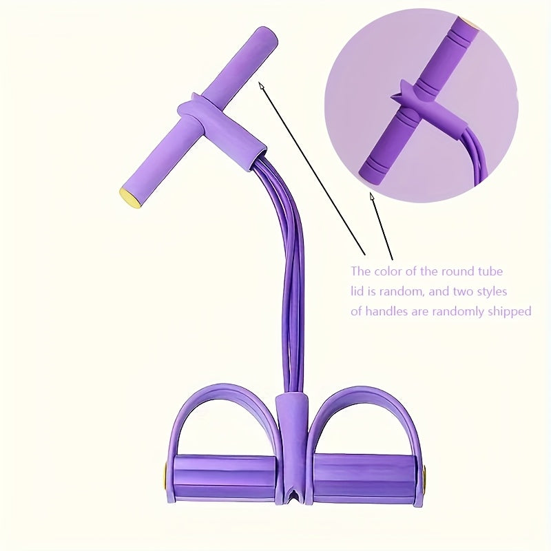 1pc Purple Multifunctional Fitness Resistance Band - Lightweight, Stackable Tension Rope with Handles & Pedals for Full Body, Abdominal Workouts, Rowing & Flexibility Training
