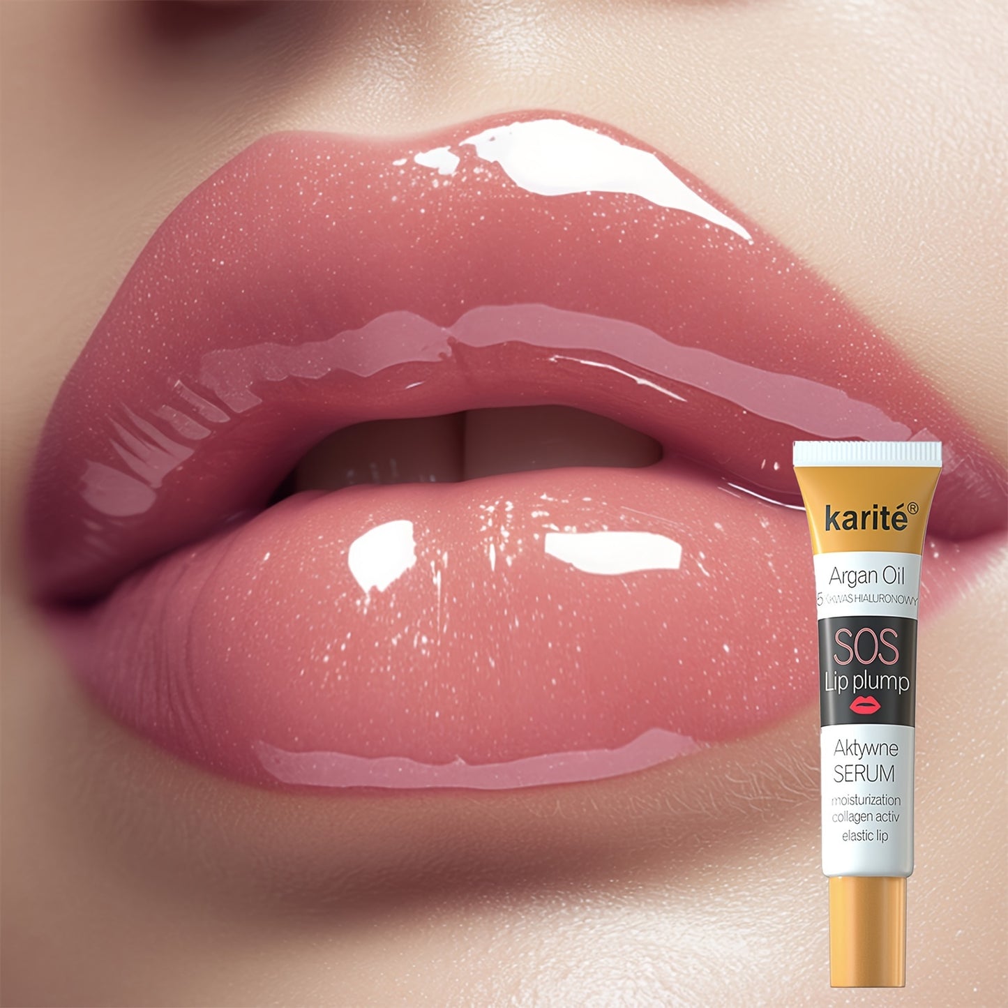Karite Argan Oil SOS Lip Plump Serum, Hydrating Lip Balm, Moisturizing Lip Mask, Alcohol-Free, All Skin Types, Natural Finish, Waterproof, Perfect Lip Care for Women