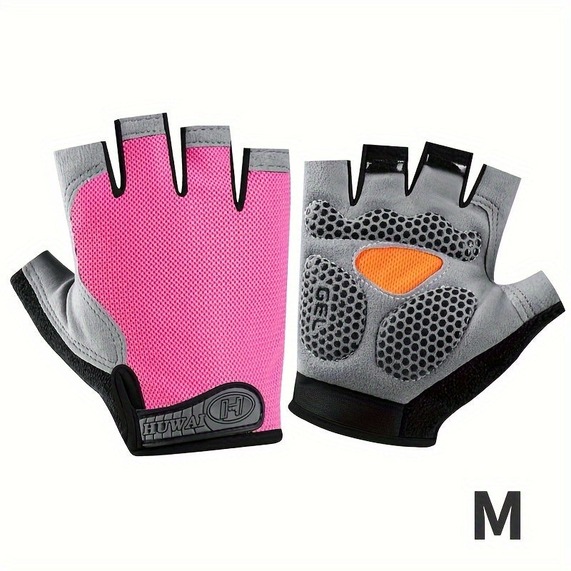 1 Pair of Ximax Breathable Polyester Fiber Knit Woven Half-Finger Fitness Gloves, Non-Slip Outdoor Sports Cycling Running Gloves with Exposed Fingers
