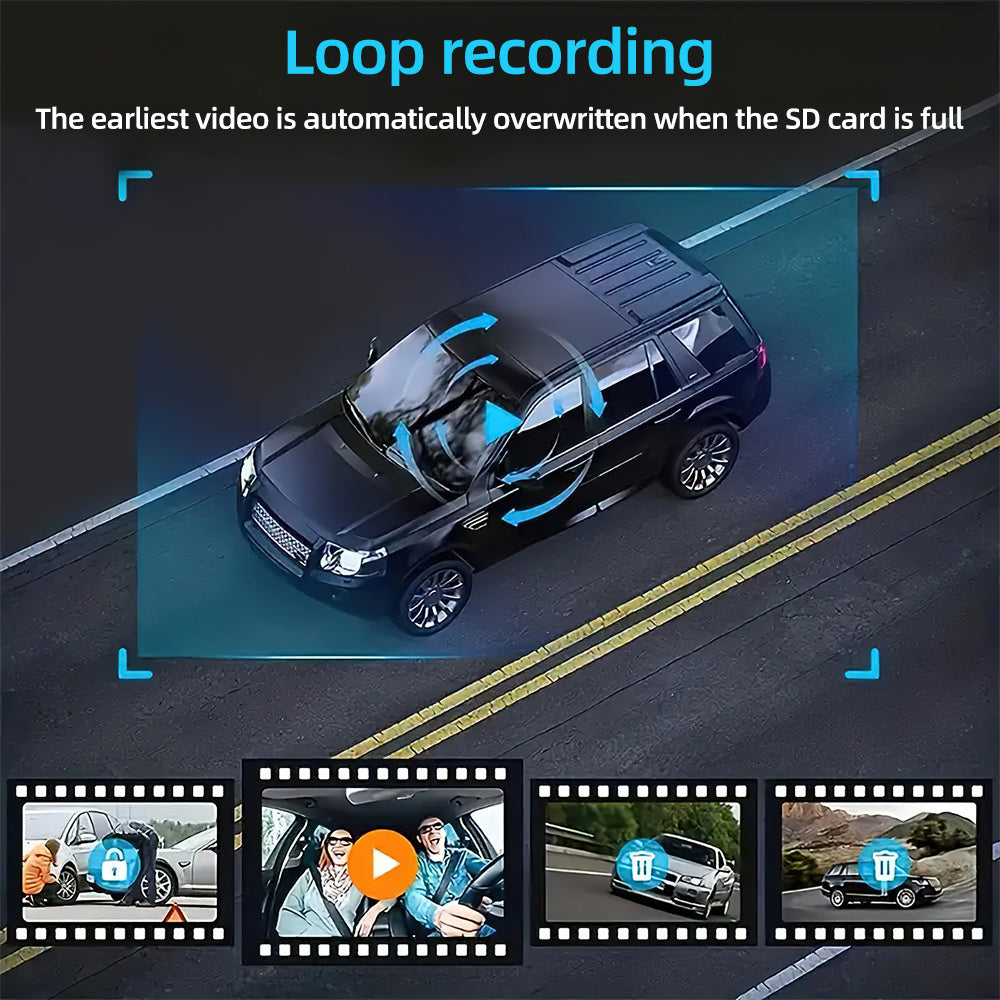 3-Channel Dash Cam Car Camera with Loop Recording & 32GB Card – Wide Angle Front, Cabin & Rear View for Maximum Visibility, Clear Image Quality, Easy to Use