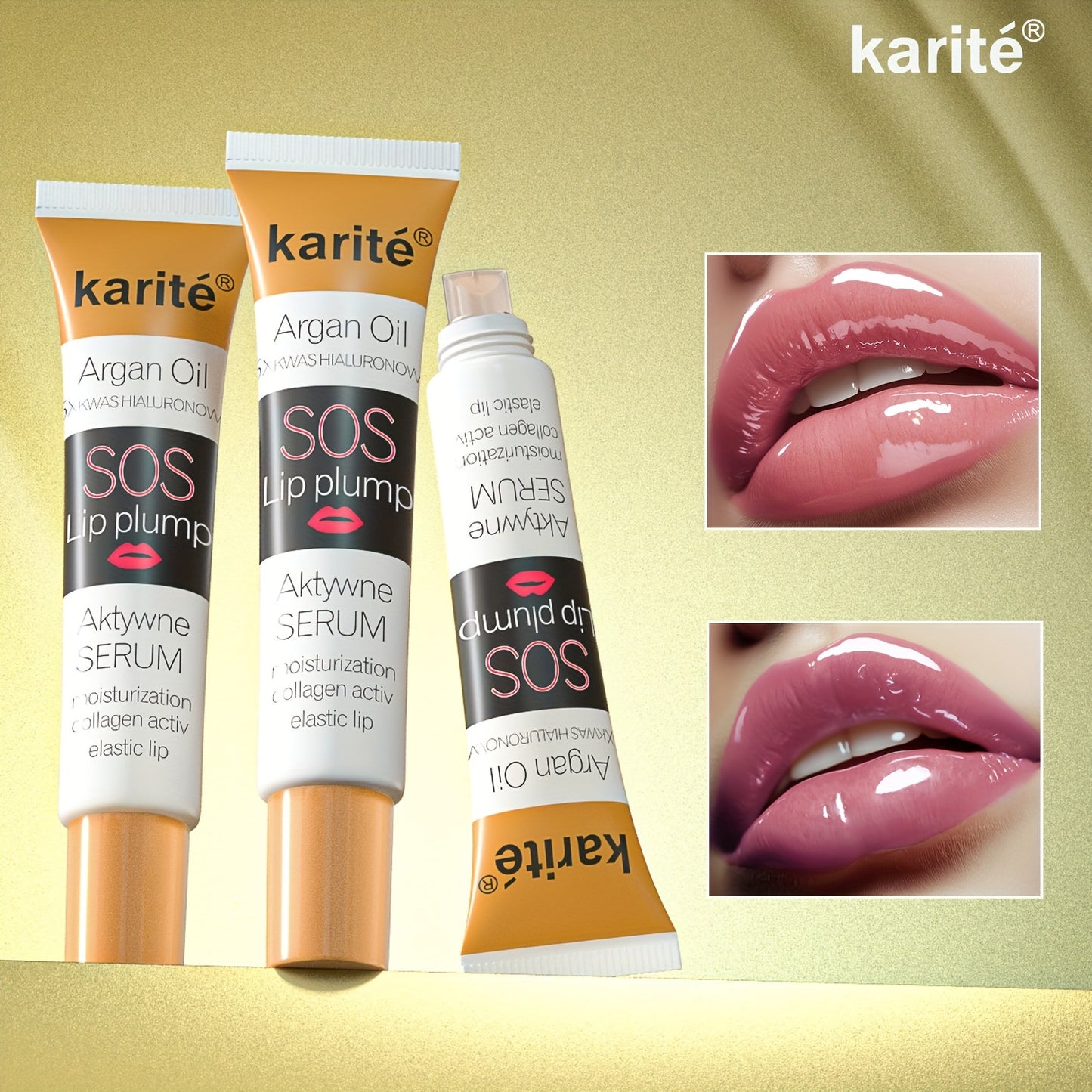 Karite Argan Oil SOS Lip Plump Serum, Hydrating Lip Balm, Moisturizing Lip Mask, Alcohol-Free, All Skin Types, Natural Finish, Waterproof, Perfect Lip Care for Women