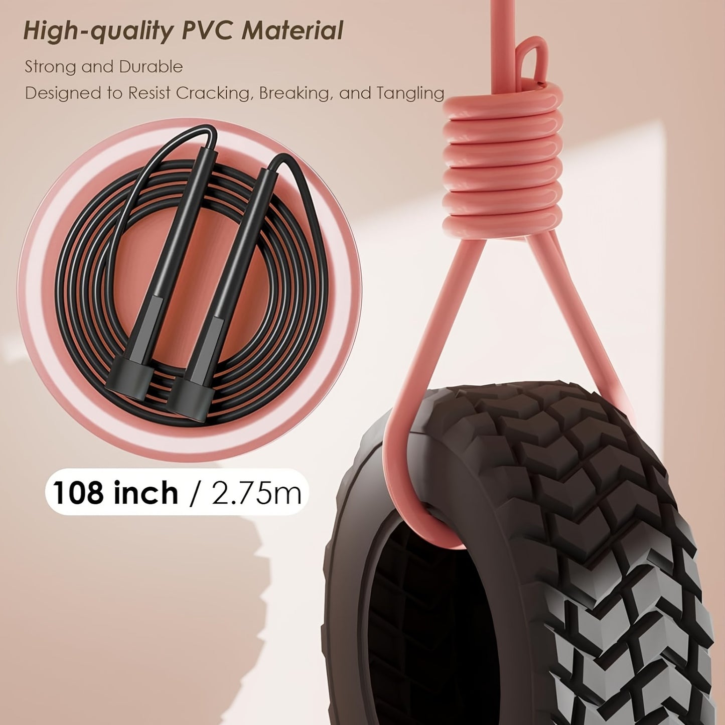 Adjustable Anti-Tangle Jump Rope for Men & Women - Professional Speed Training PVC Rope, Ideal for Home Fitness, Weight Loss, Boxing, and Endurance Exercises, Available in Black, Pink, Blue, Yellow, Green, Jump Ropes for Trai