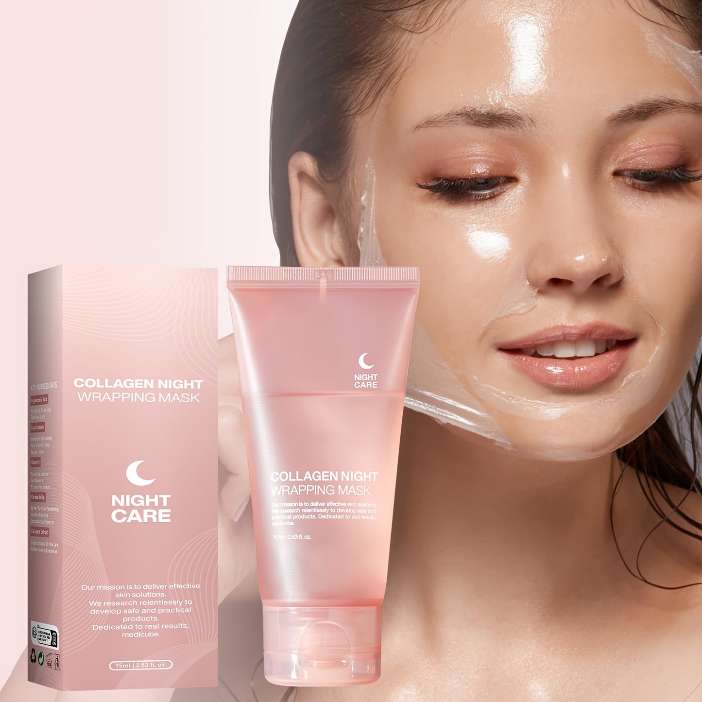 Buy 1 Get 1 Free: Collagen Night Graping Mask with Niacinamide & Hyaluronic Acid - Deep Moisturizing & Firming, Ceramide-Infused for Soft, Radiant Light Beige, Paraben-Free, Suitable for All Light Beige Types, 75ml/2.53fl.oz*