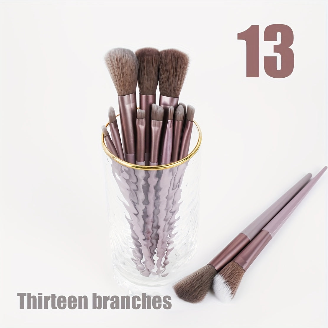 13pcs Luxury Valentine'S Day Makeup Brush Set, Soft Synthetic Bristles - Unscented, All Skin Types, Palm Brush Form, ABS Plastic Handle, Travel Pouch Included