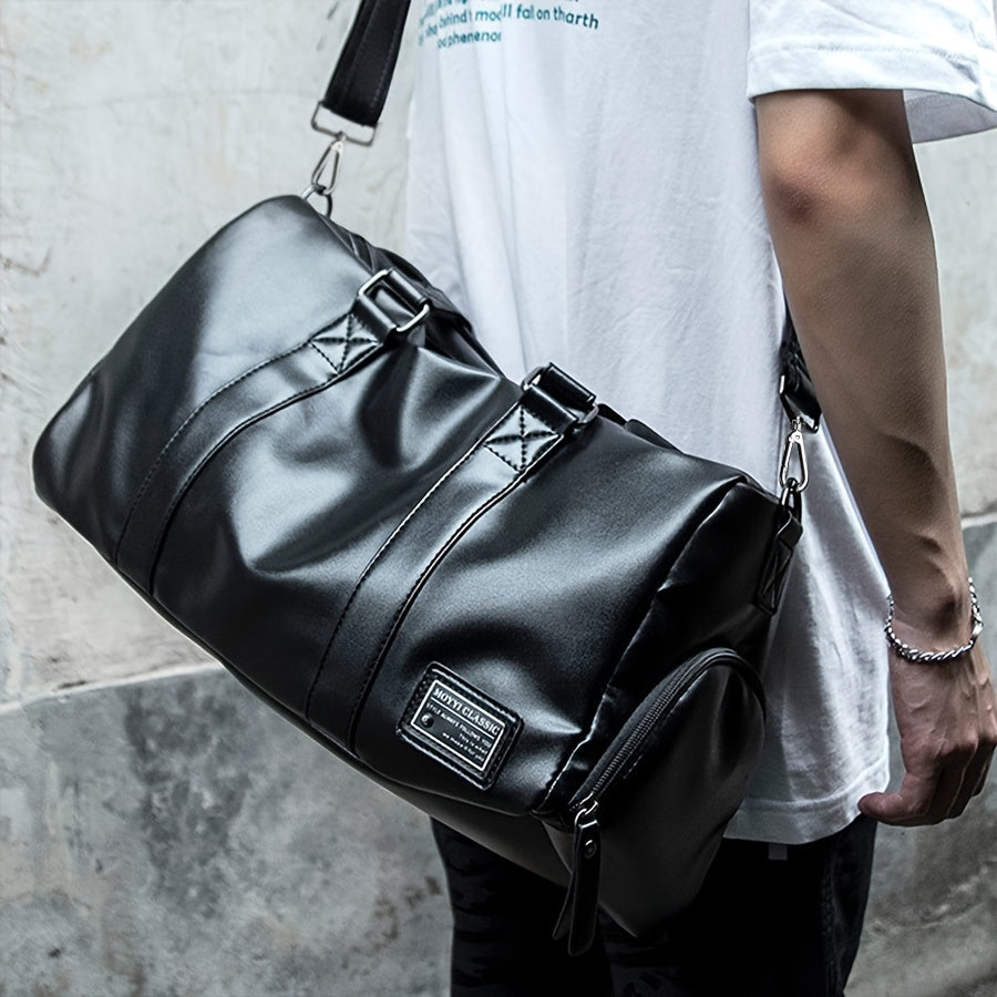 Men's Black Gym Bag with Wet/Dry Compartments, Design, Large Capacity, Independent Shoe Pocket, Adjustable Shoulder Strap & Zipper Closure for Sports, Travel & Fitness, Gym Accessory | Sporty Style | Sleek Appearance, Gym Acc