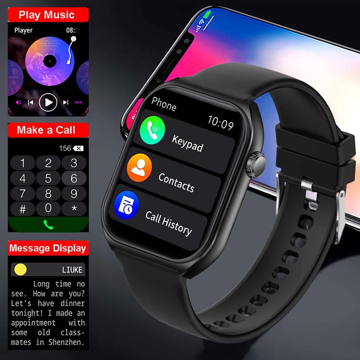 Unisex Smart Watch with Wireless Calling, Weather Updates, Multiple Sports And Fitness Tracking Features, Material, And a 1.83-Inch HD Display. Over 100 Sports Modes, an Ideal Gift.