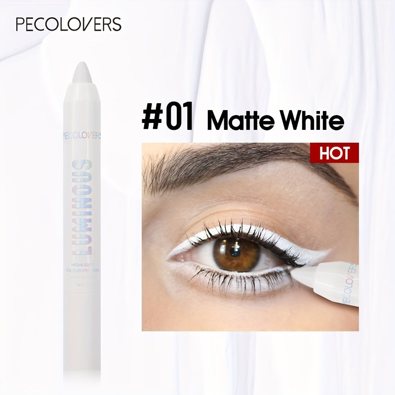 Waterproof White Eyeshadow Stick - Smooth, Long-Lasting Highlighter Pen for Natural Glow