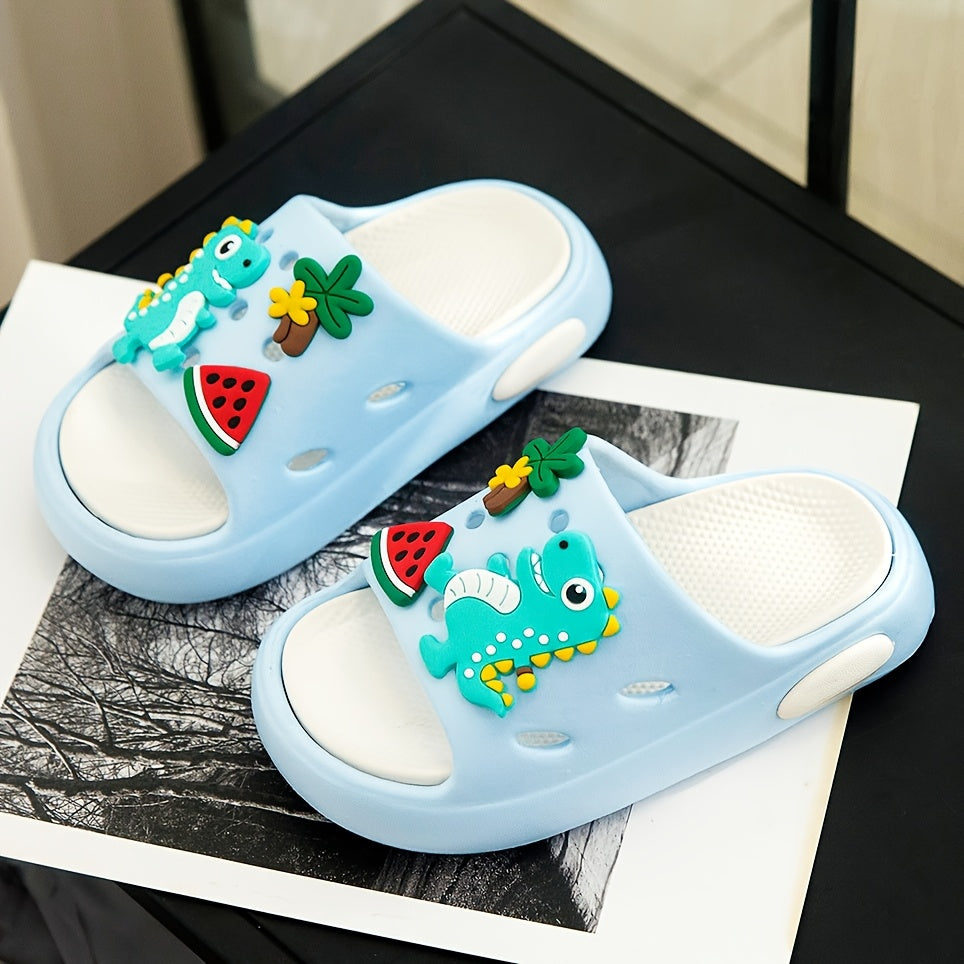 Youngsters's EVA Material Slippers Cartoon Dinosaur Pattern Lightweight, Non-slip Soft and Comfortable for Home Use Indoors and Outdoors Suitable for Youngsters over 10 Months