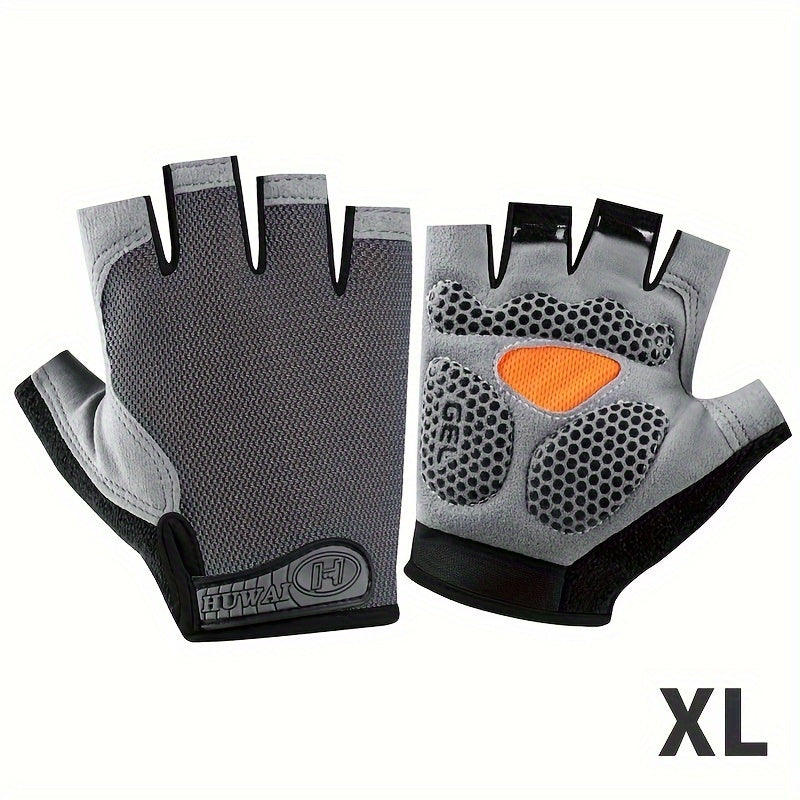 1 Pair of Ximax Breathable Polyester Fiber Knit Woven Half-Finger Fitness Gloves, Non-Slip Outdoor Sports Cycling Running Gloves with Exposed Fingers