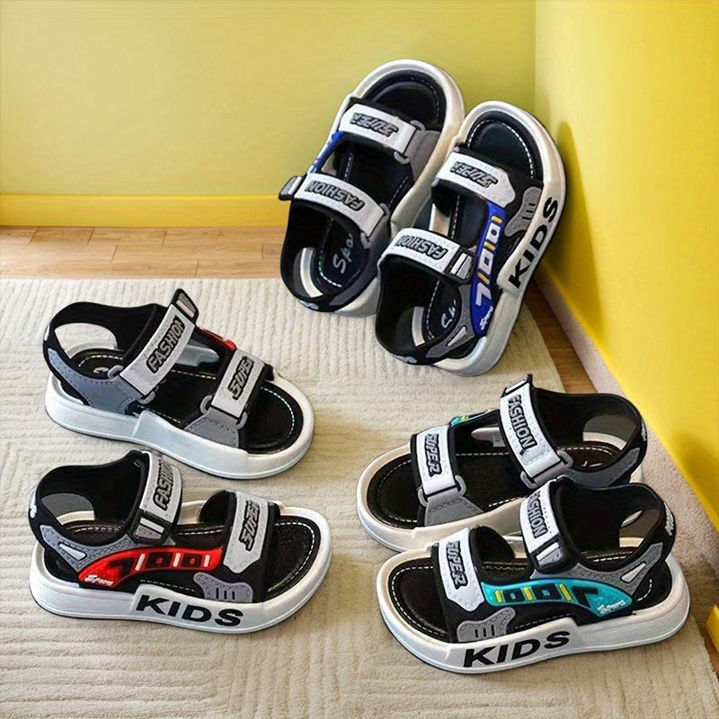 Boys' Stylish Breathable Open-Toe Sandals - Comfortable, Non-Slip, Adjustable Hook-and-loop Fastener Straps for Indoor/Outdoor Use, All-Season Beach Footwear with Durable Sole