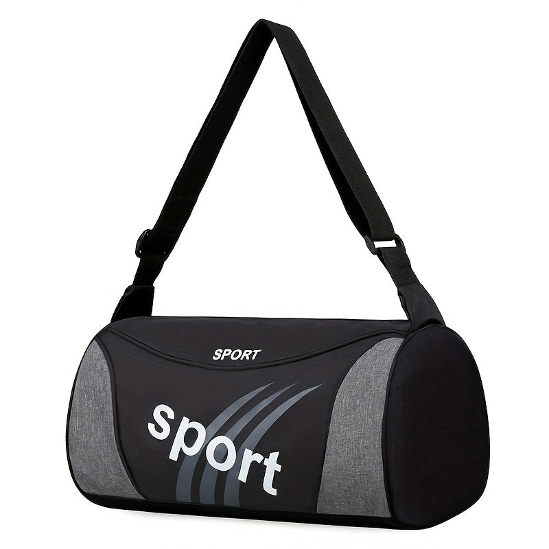 Men's Nylon Travel Duffel Bag with Letter Print - Sporty Black and Gray Crossbody Shoulder Bag for Gym, Weekend Getaways, and Storage, Sports Accessory Bag|Sporty Duffel Bag|Sleek Design Bag, Crossbody Bag