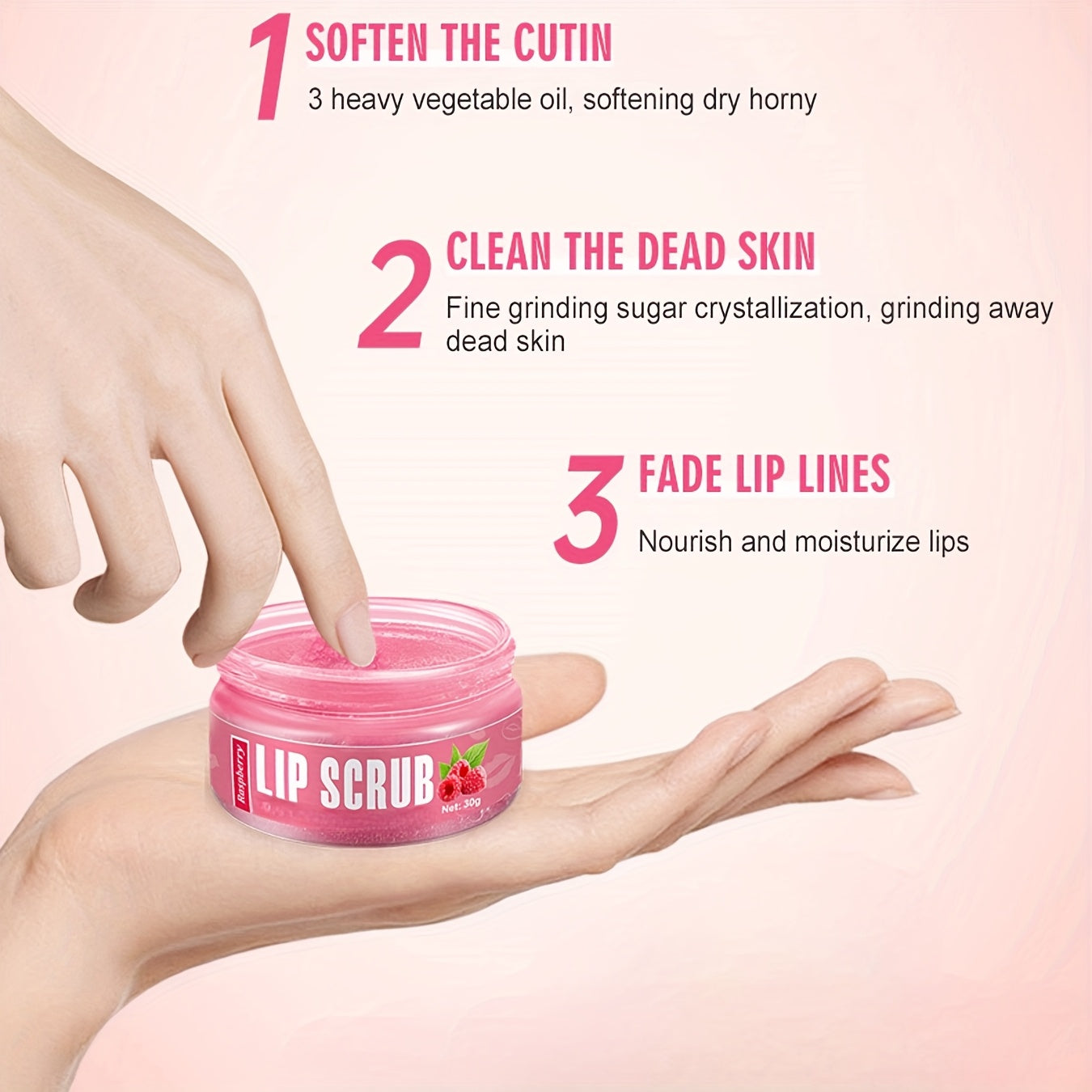 AMAONEI Lip Scrub Raspberry Flavor Lip Exfoliating Gel - Deep Moisturizing, Hypoallergenic, Plant-Sourced Squalane, Smooths and Hydrates Lips, Ideal for All Skin Types, Moisturizing Lip Care|Natural Ingredients|Smooth Texture