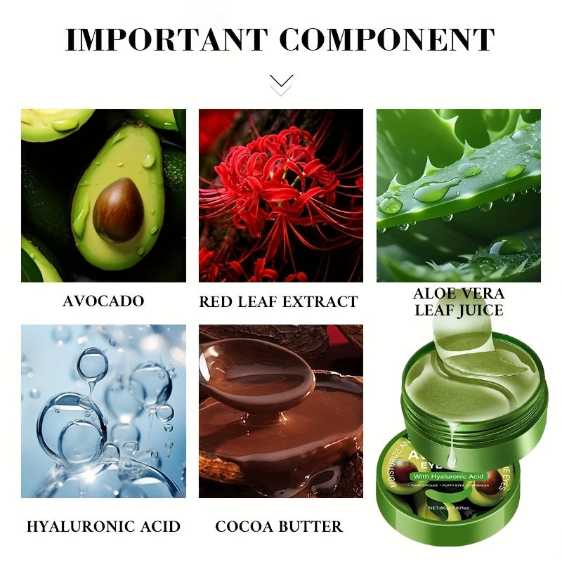 80g Hyaluronic Acid and Avocado Eye Essence Patch. It tightens the eye Light Beige, brightens the complexion, provides deep hydration and is hypoallergenic, suitable as eye makeup primer to Moisturizing Light Beige before app