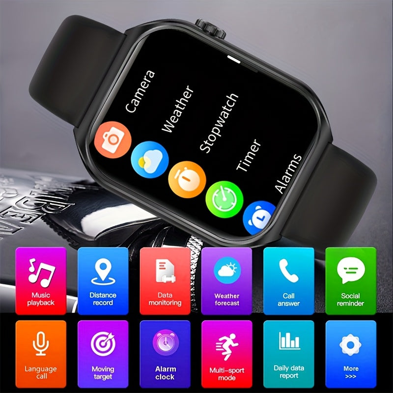 Unisex Smart Watch with Wireless Calling, Weather Updates, Multiple Sports And Fitness Tracking Features, Material, And a 1.83-Inch HD Display. Over 100 Sports Modes, an Ideal Gift.