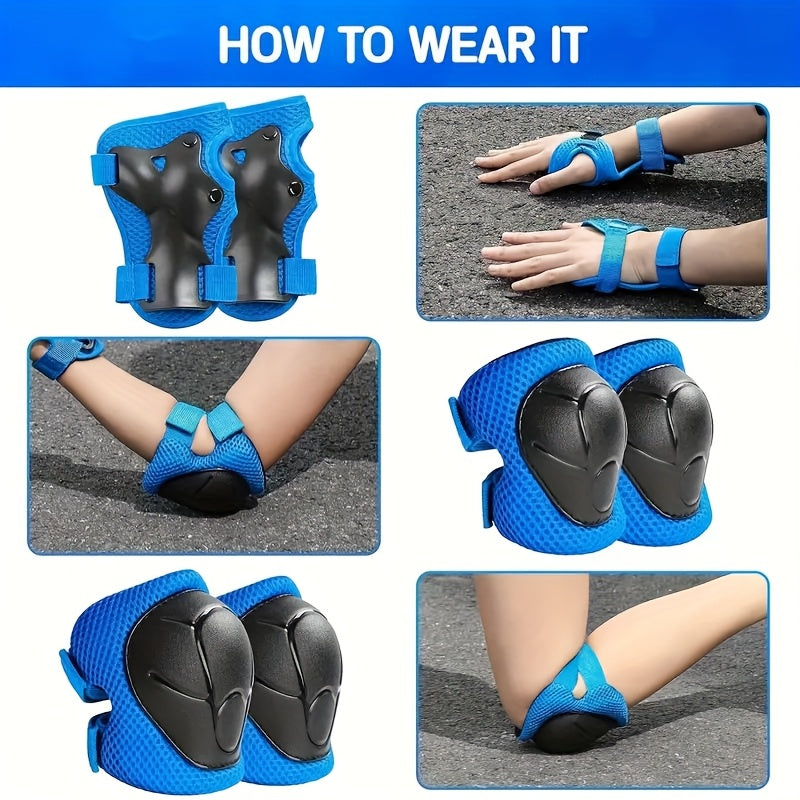 6pcs Children's Sports Protective Equipment - Knee Pads, Hand Guards, Elbow Pads Set, Durable PE Material, Anti-fall and Wear-resistant, High Elastic Shock Absorption and Impact Resistance, Lightweight and Comfortable to Wear
