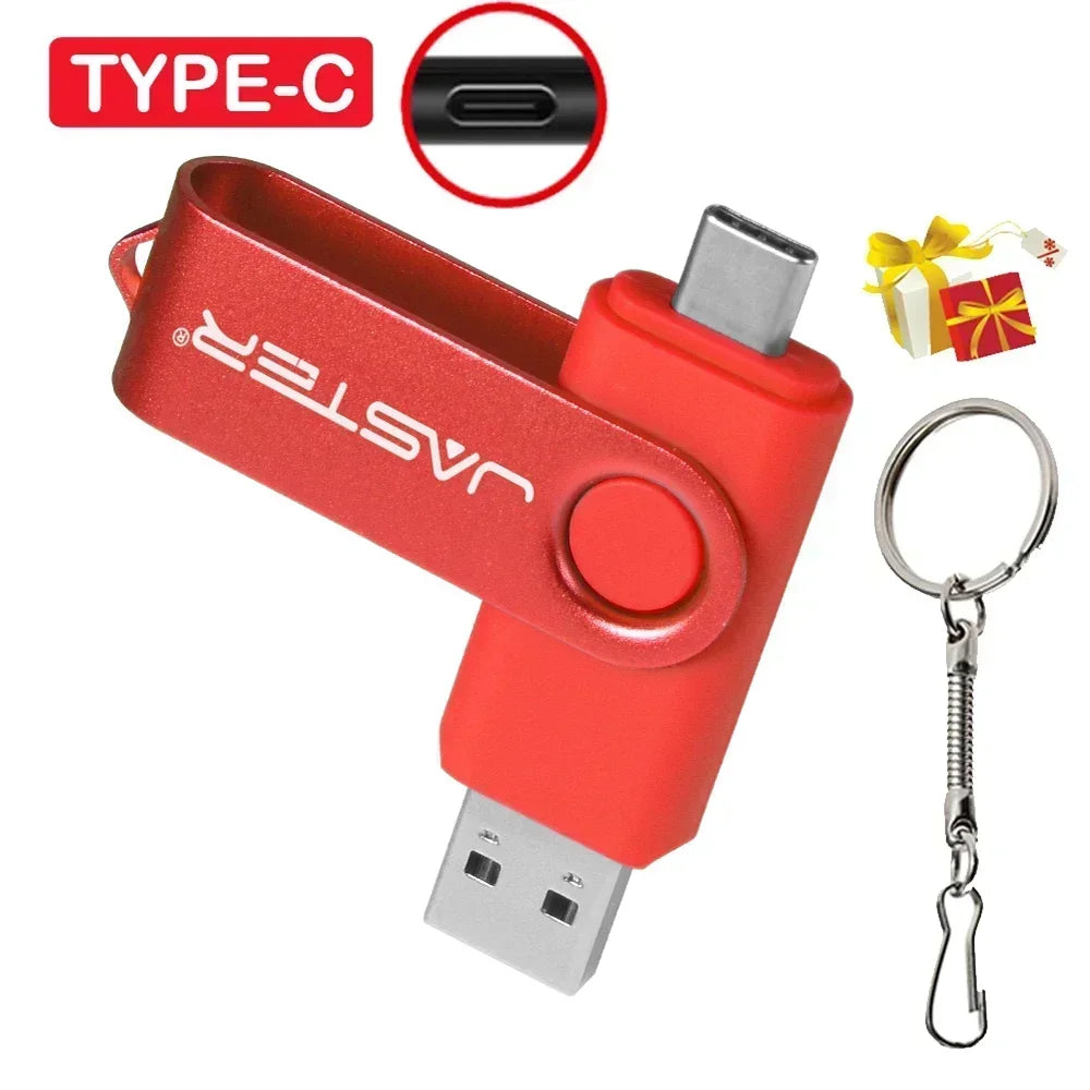 Clé USB TYPE-C 128 Go Capacité réelle Clé USB 64 Go Clé USB gratuite Cadeau d'affaires créatif Clé USB Rouge Bleu 32G