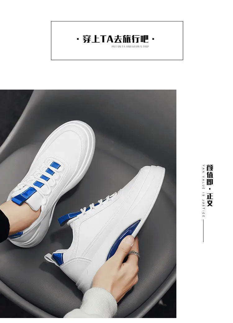 Platform Men's Casual Sneakers White High Quality Men Sports Shoes Pu Leather Shoes for man Air Cushion Board Tennis Shoes