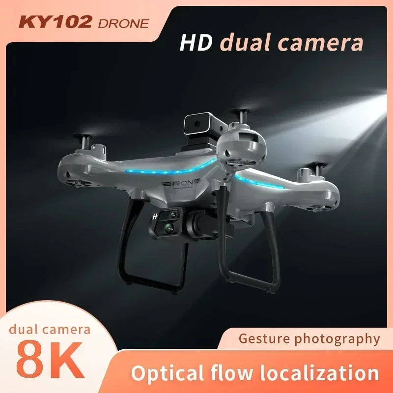 طائرة بدون طيار Xiaomi KY102 ذات كاميرا مزدوجة عالية الدقة 8K للتصوير الجوي وتجنب العوائق وتدفق بصري جوي وطائرة بدون طيار رباعية المحاور تعمل بالتحكم عن بعد