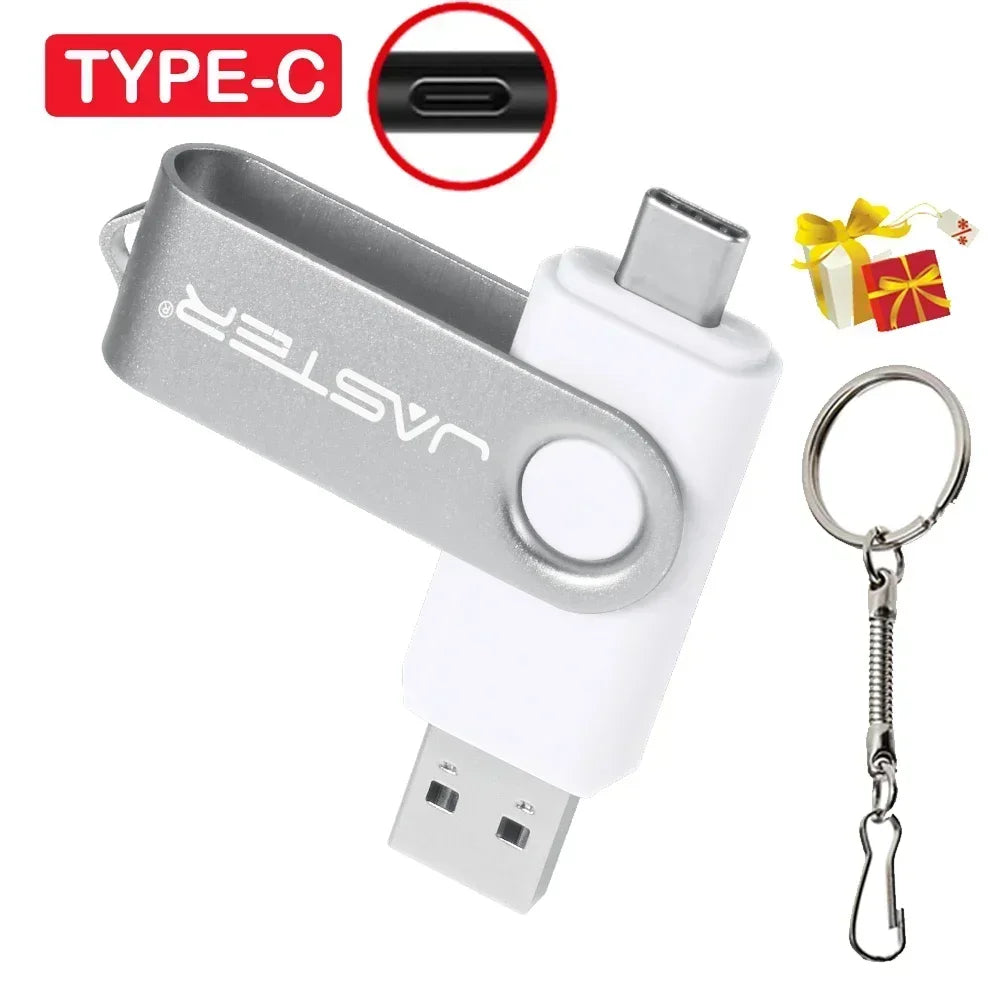 Clé USB TYPE-C 128 Go Capacité réelle Clé USB 64 Go Clé USB gratuite Cadeau d'affaires créatif Clé USB Rouge Bleu 32G