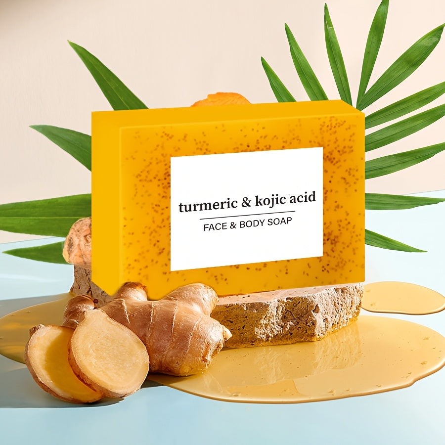 5pcs Turmeric Curd Lemon Soap, containing Vitamin E, Retinol, suitable for facial, body, neck, armpit, bikini area cleaning, moisturizing, oil control, improving and evening skin tone, brightening skin, suitable for all skin