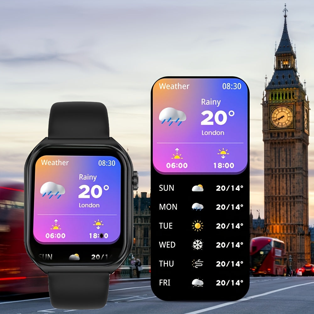 Unisex Smart Watch with Wireless Calling, Weather Updates, Multiple Sports And Fitness Tracking Features, Material, And a 1.83-Inch HD Display. Over 100 Sports Modes, an Ideal Gift.