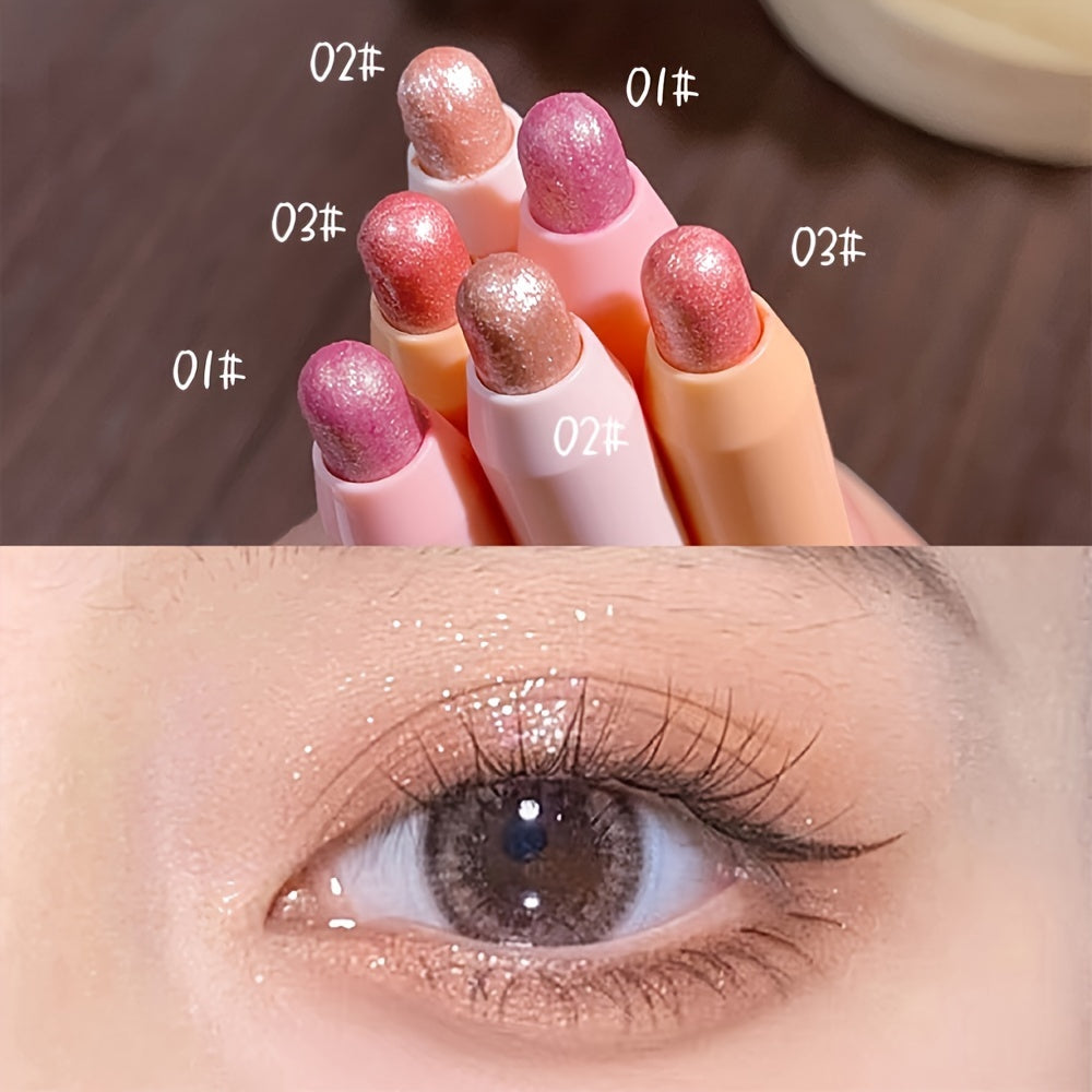 Vibrant Glitter Eyeshadow Stick - Eyeshadow - Waterproof, Easy to Use, Beginner-Friendly Shimmer Highlighter Pen for Music Festival, Contouring, Brightening, Pink and Nude Tones Eye Makeup with Long-Lasting Formula